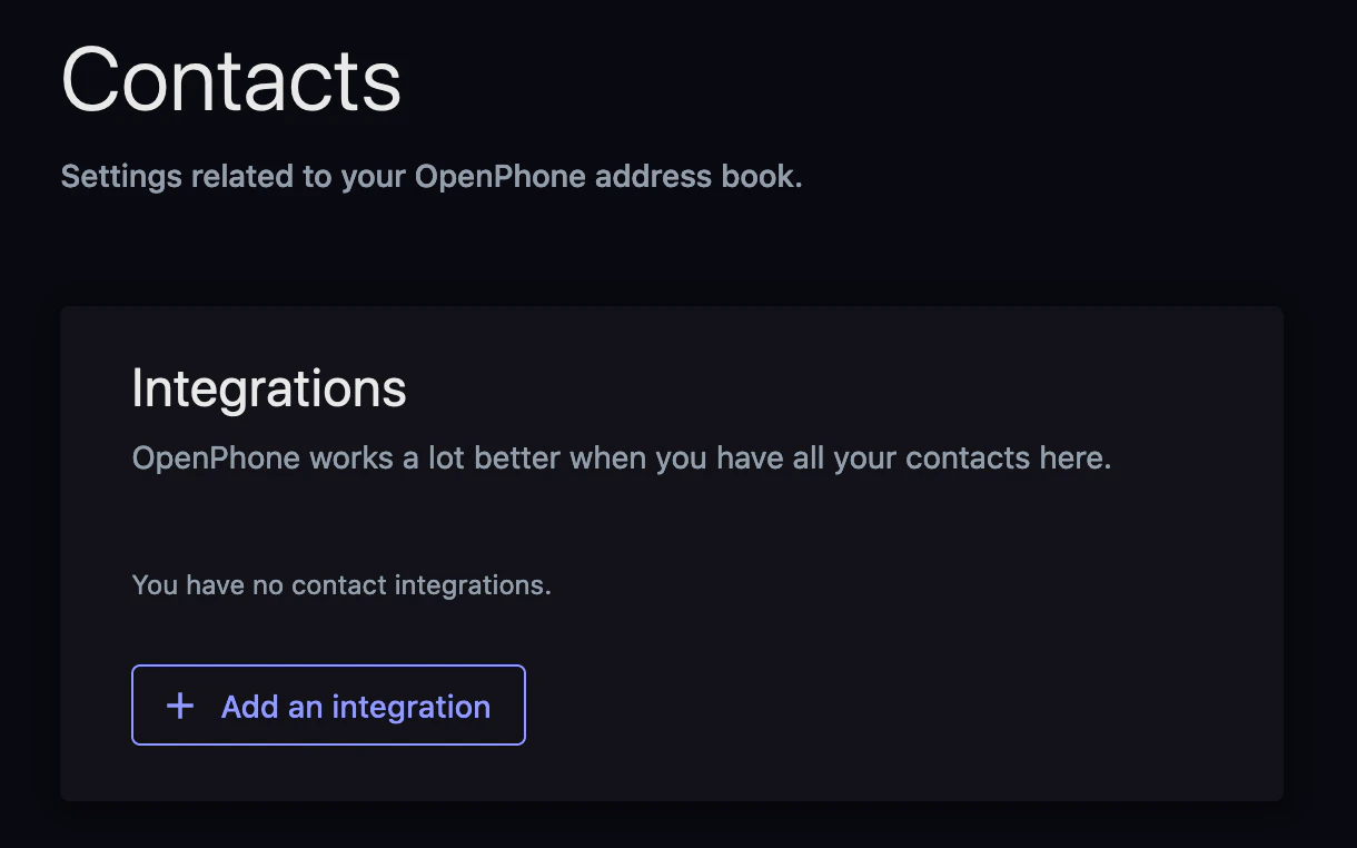 Google Contacts integration settings