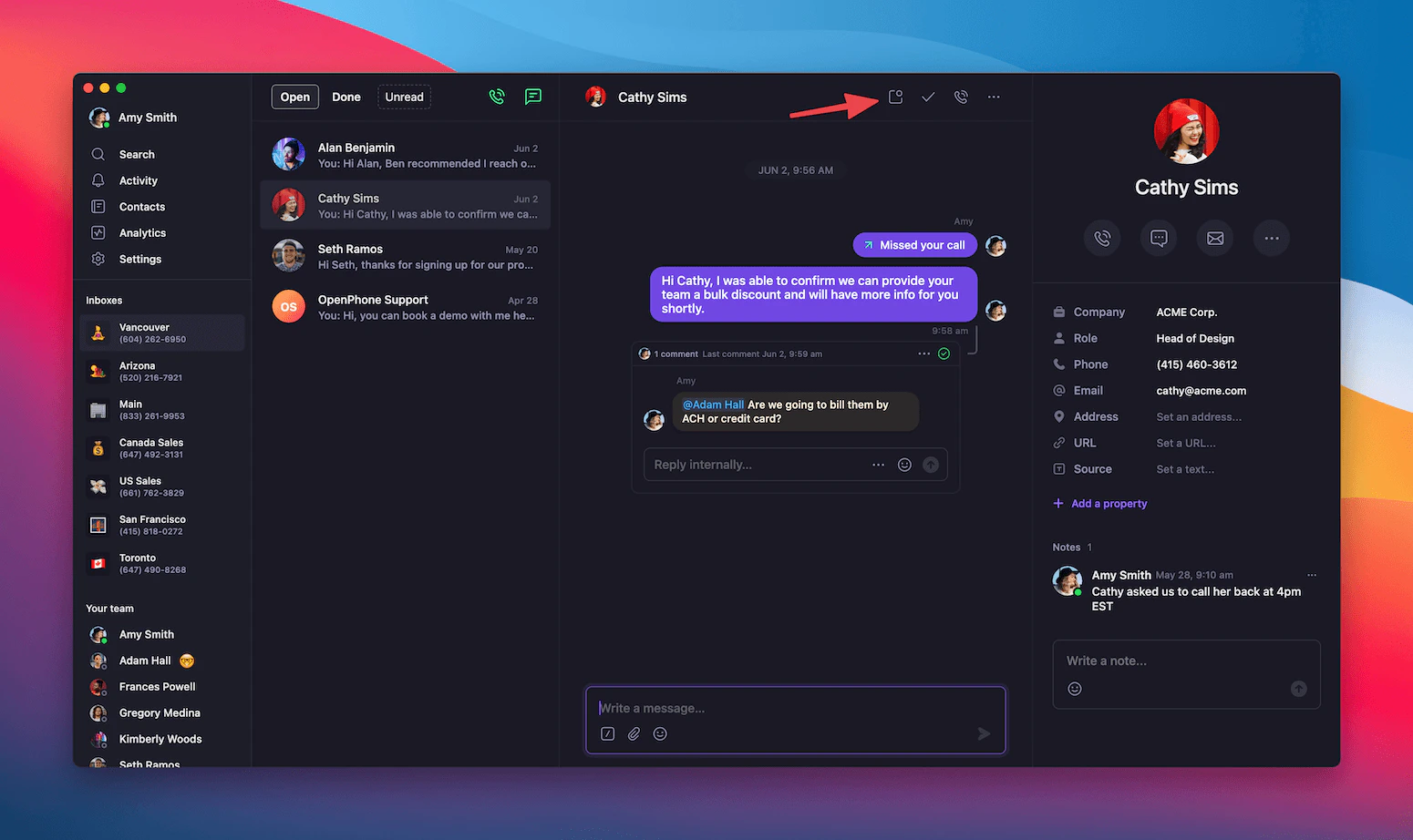 Mark conversation as unread in web app