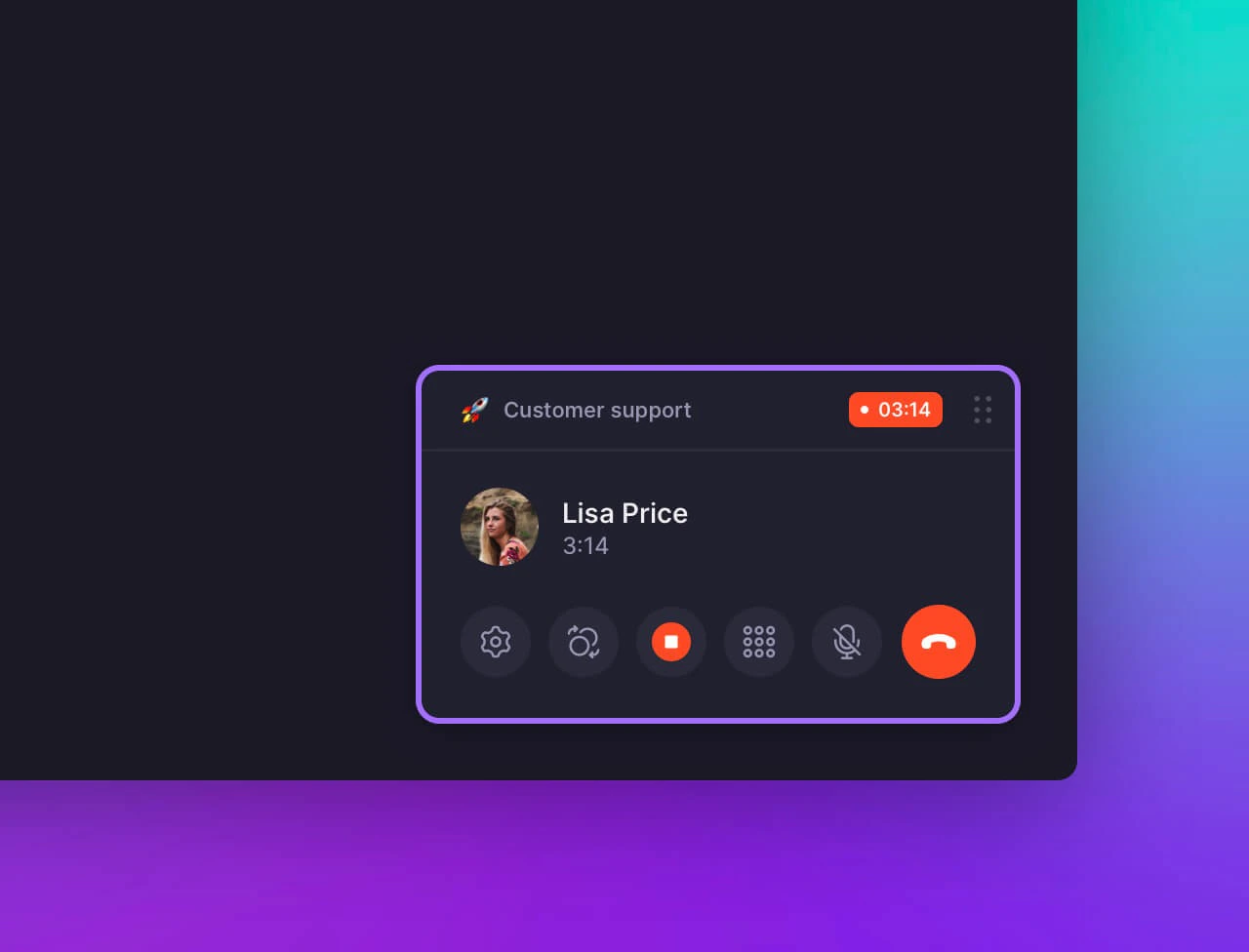 Recording a phone call on Quo web interface