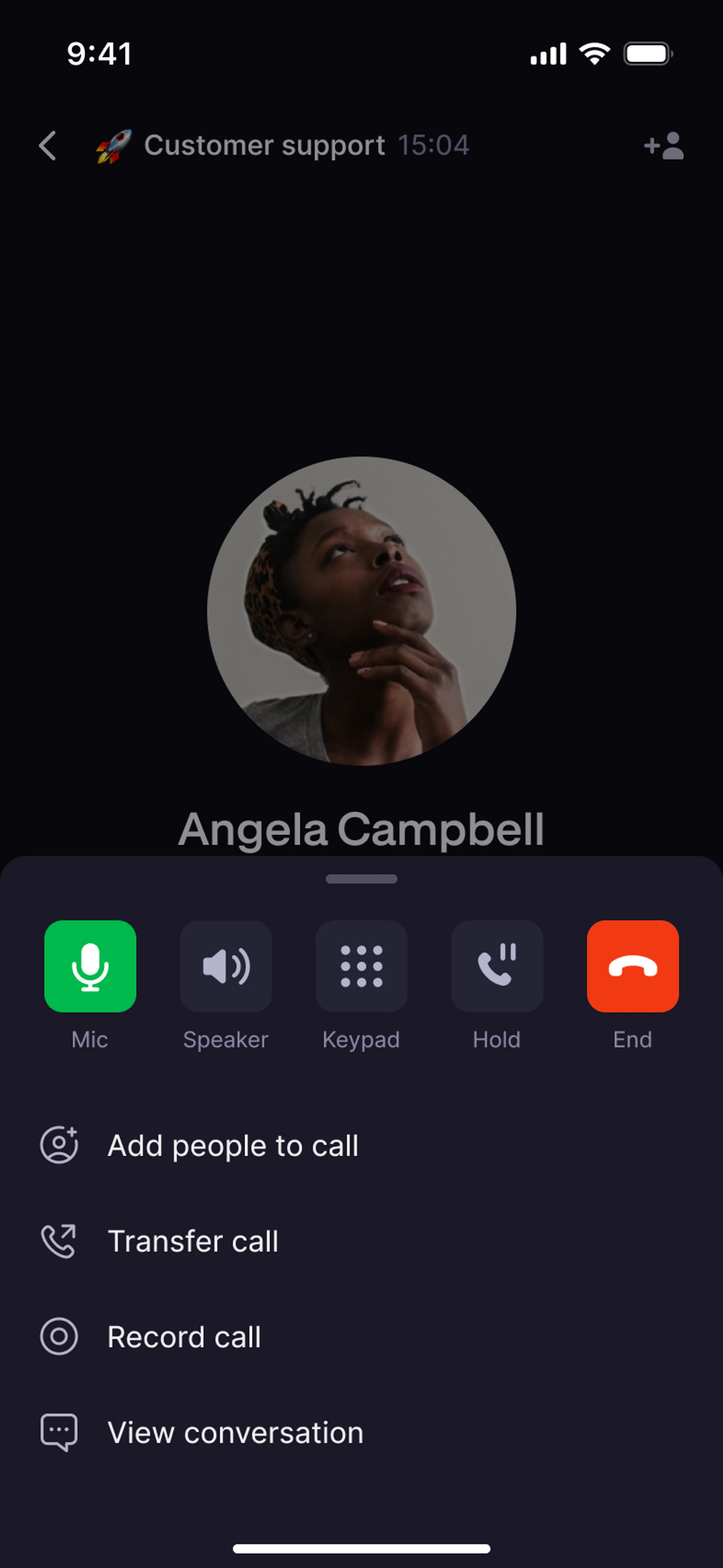 Transfer call option on mobile