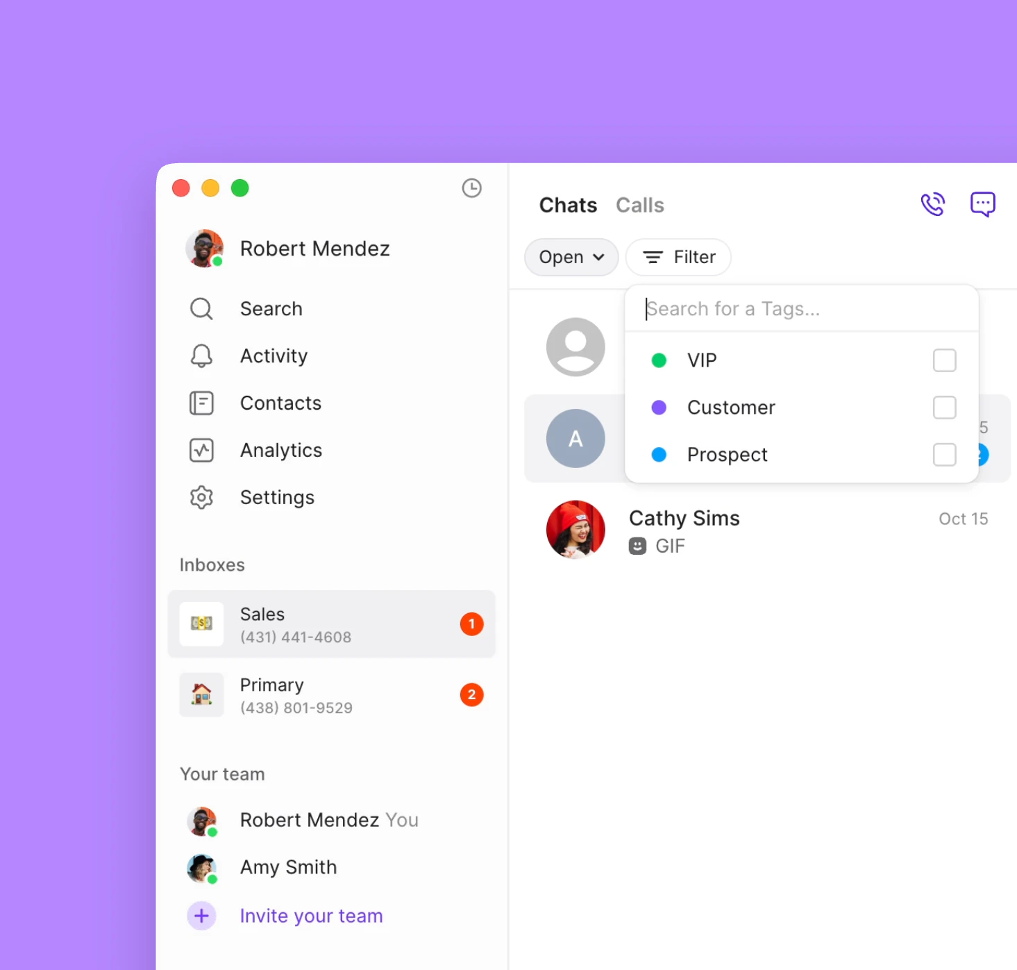 Filtering conversations in Quo