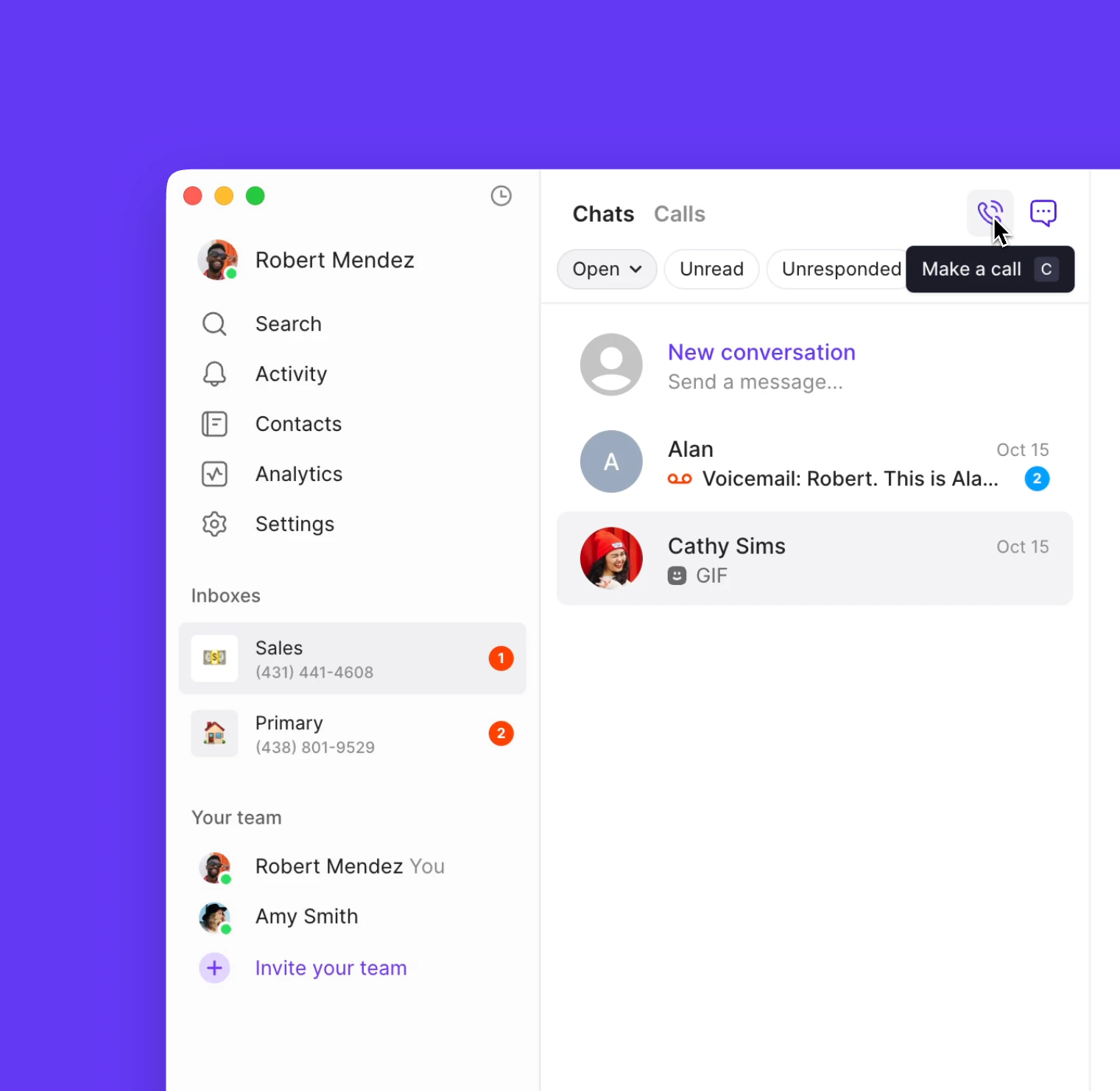 Making calls from desktop