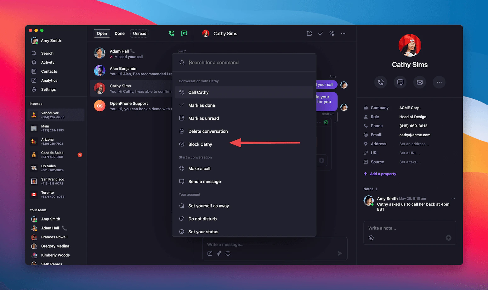 Blocking interface in Quo web app
