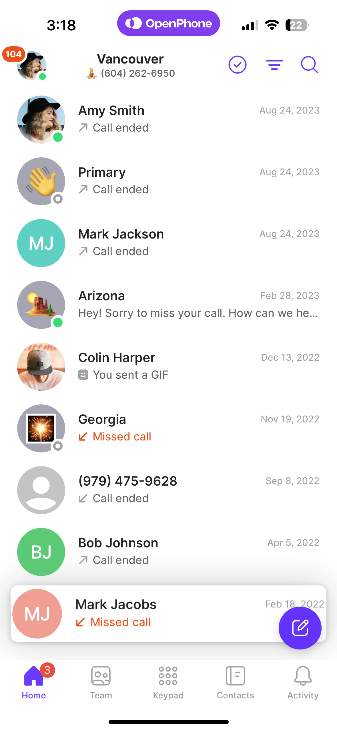 Missed call interface showing block option in iOS