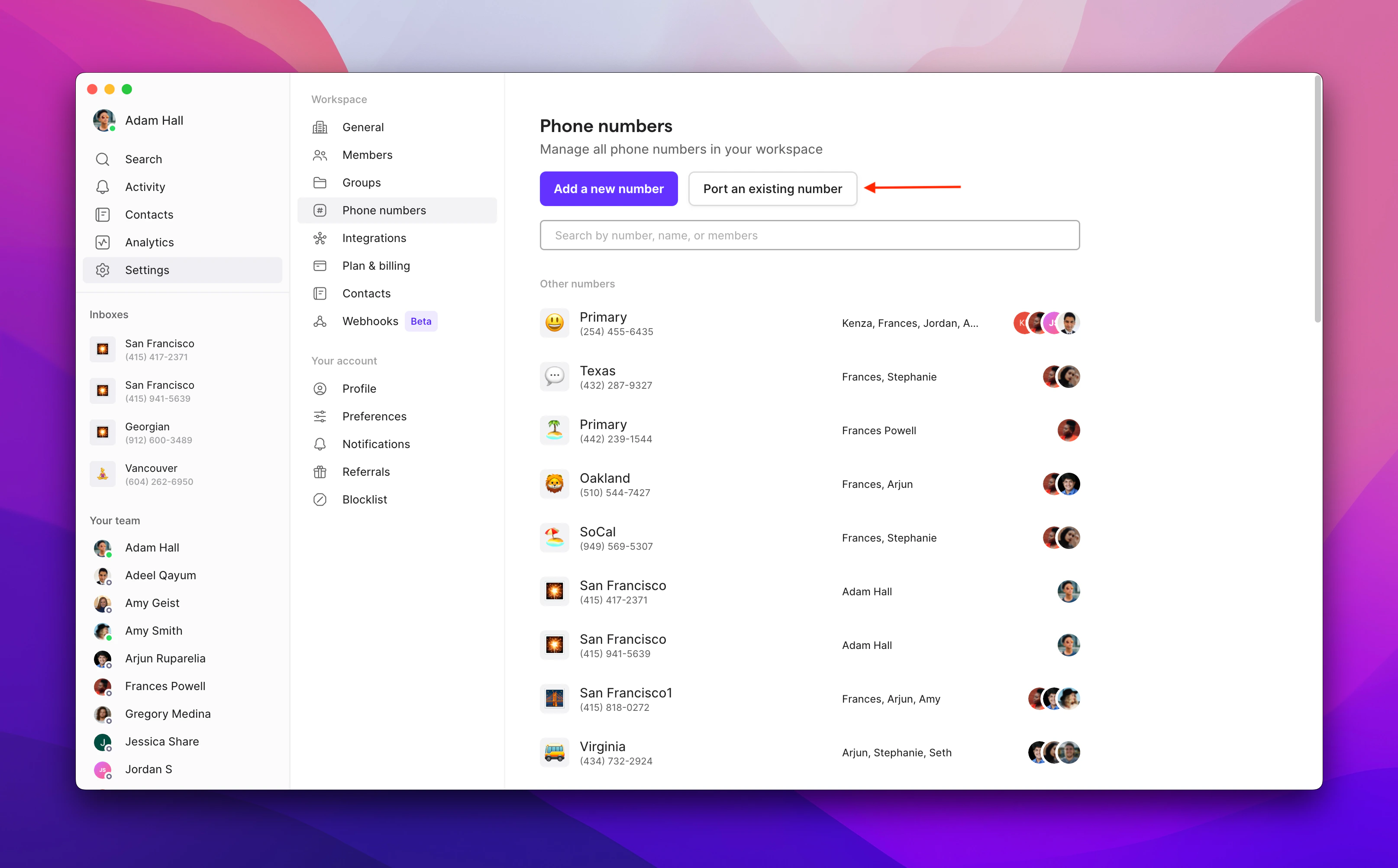 Navigate to port number option