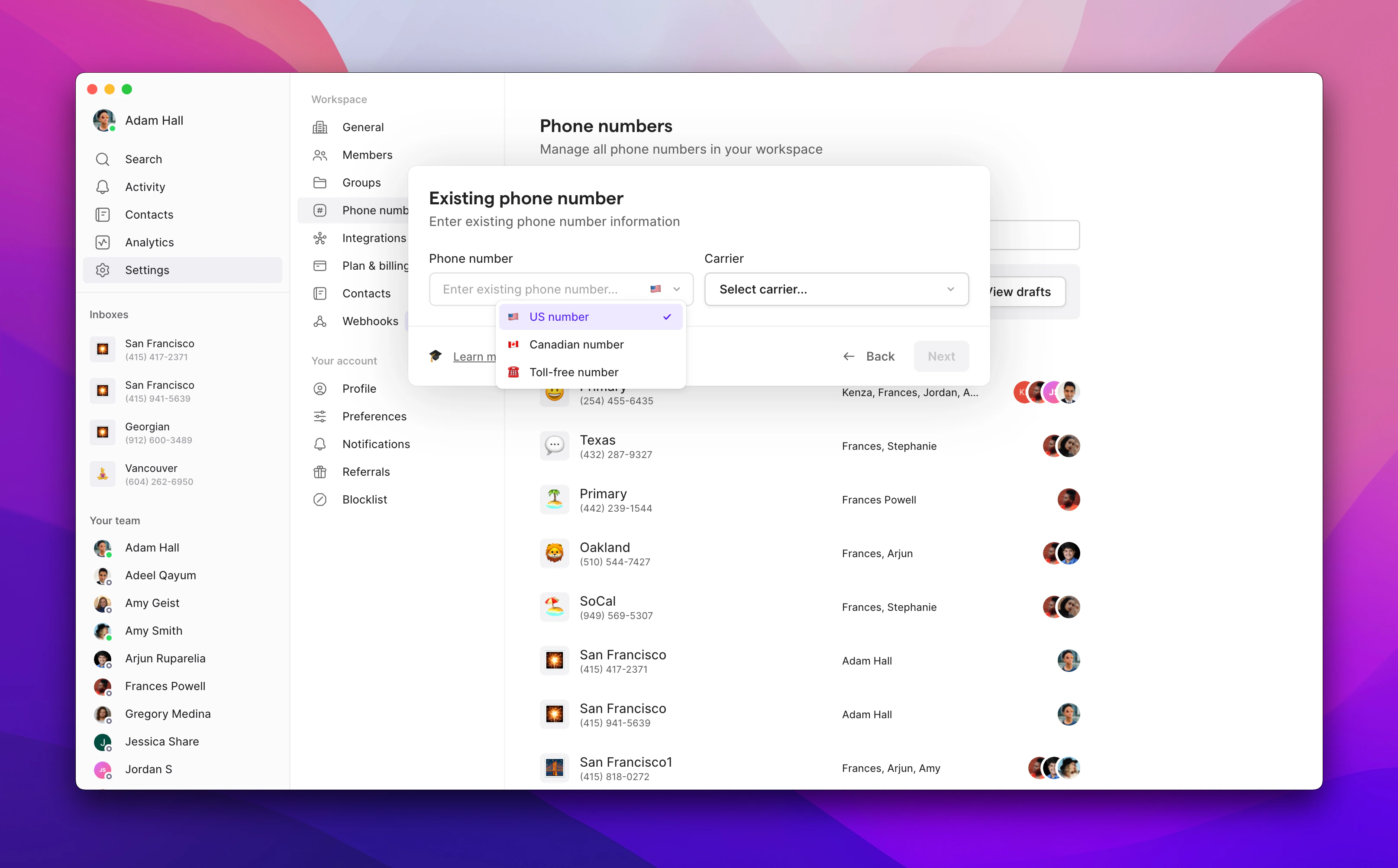 Enter phone number and carrier