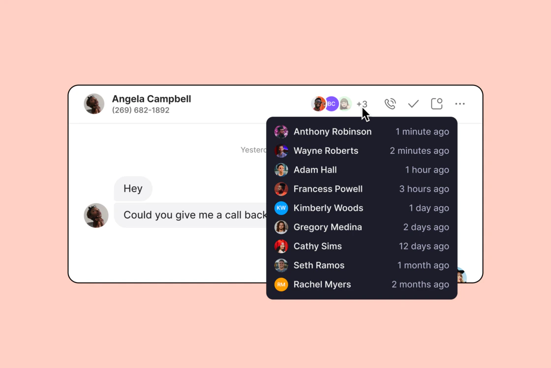 Inbox viewers showing who has reviewed conversations