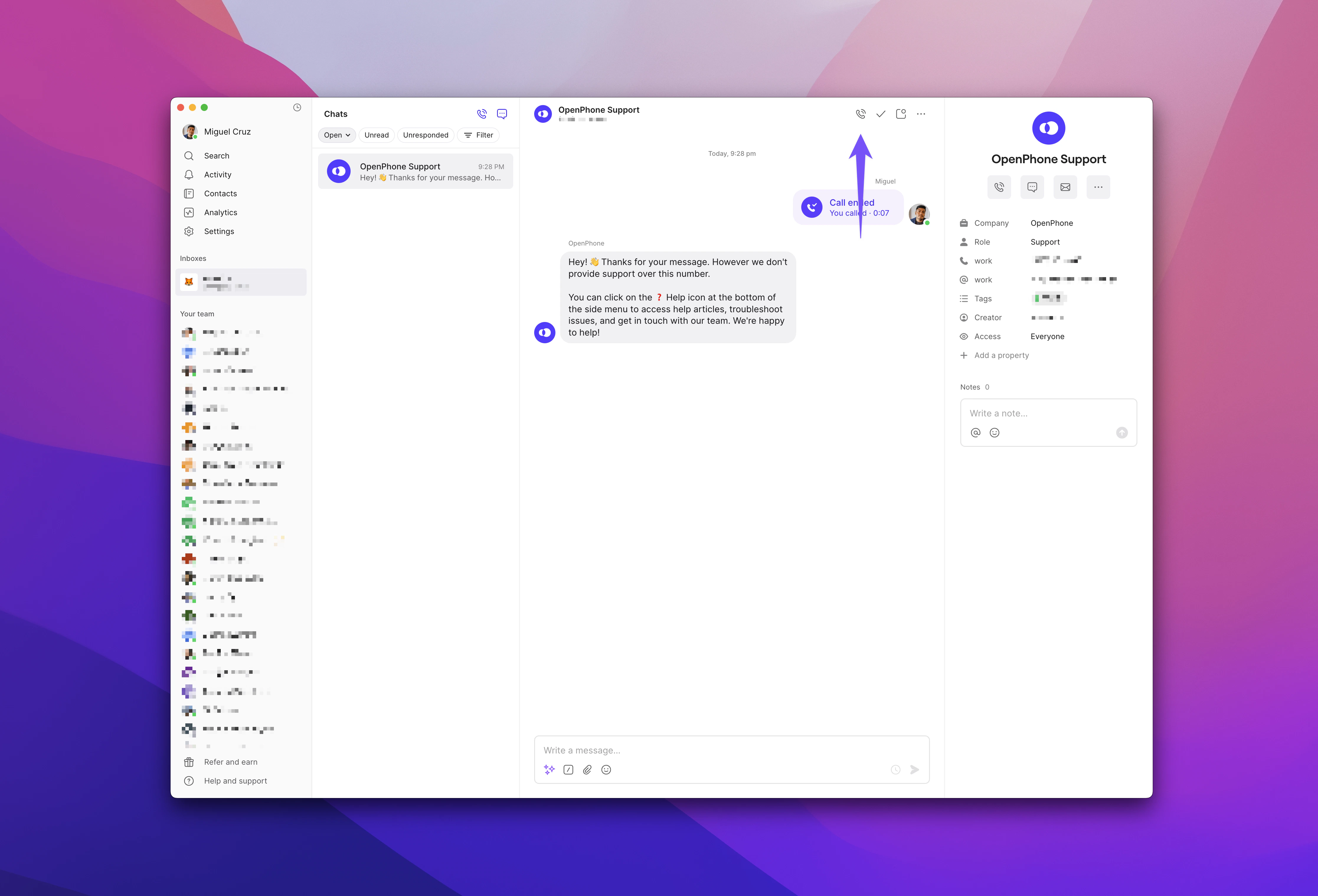 Quick dial interface on desktop
