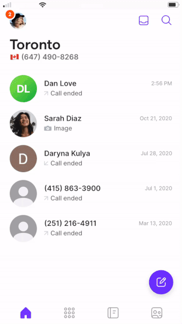 Calling from contacts list