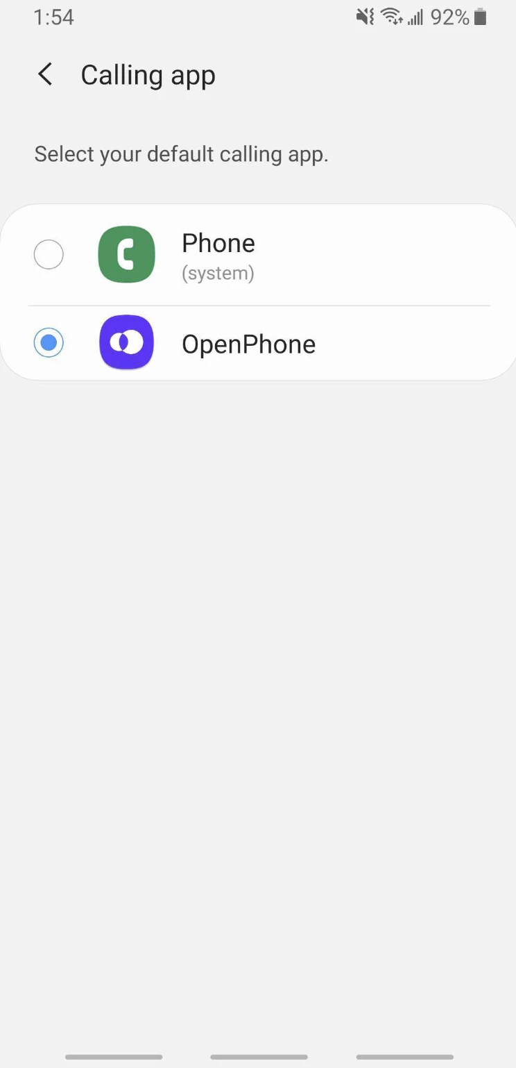 Setting Quo as default calling app on Android