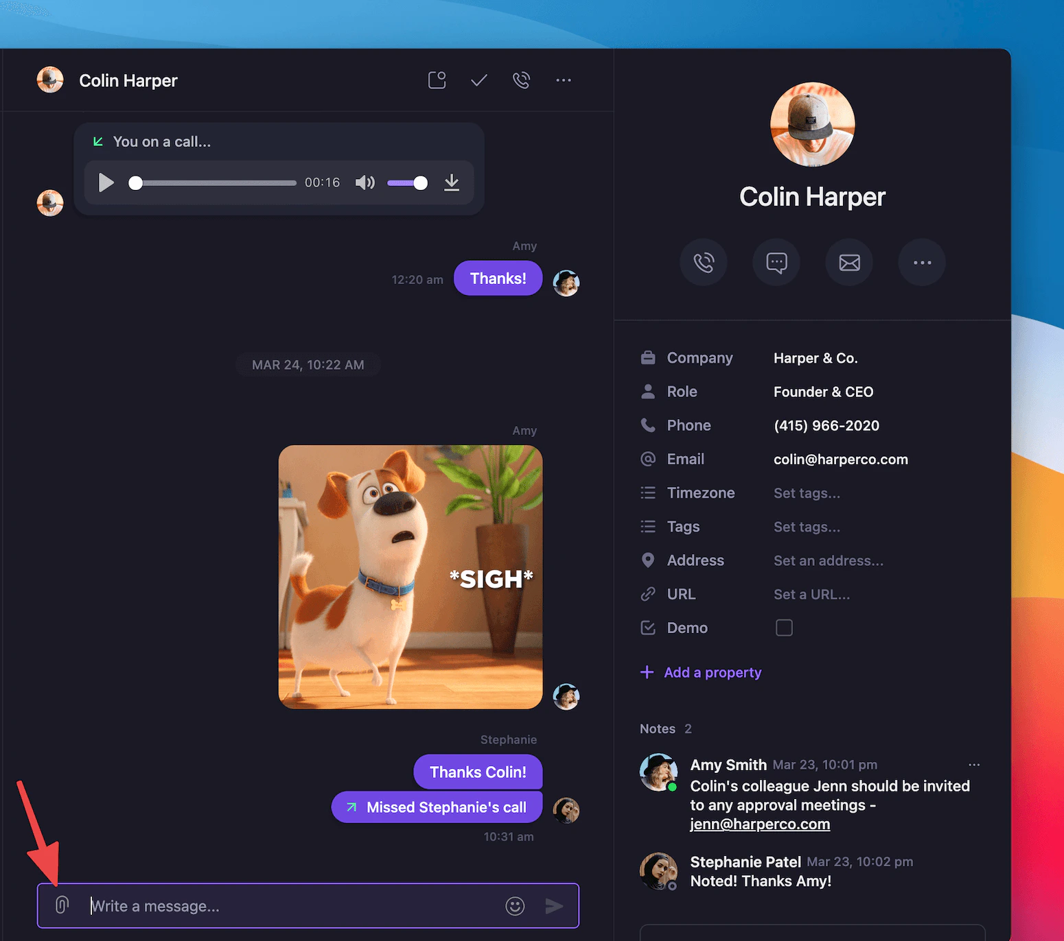 Attaching an image in Quo web interface