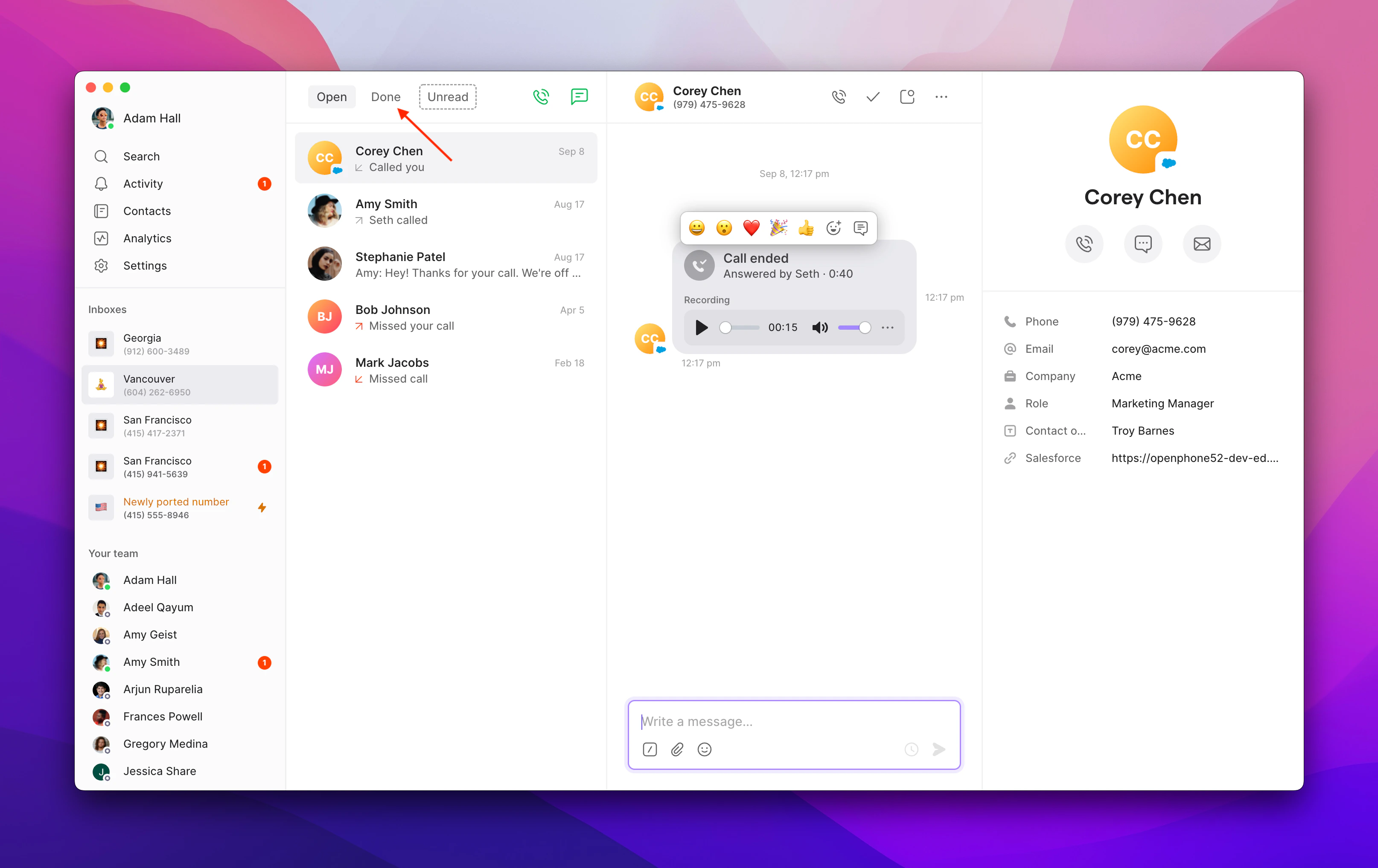 Done filter for accessing saved messages