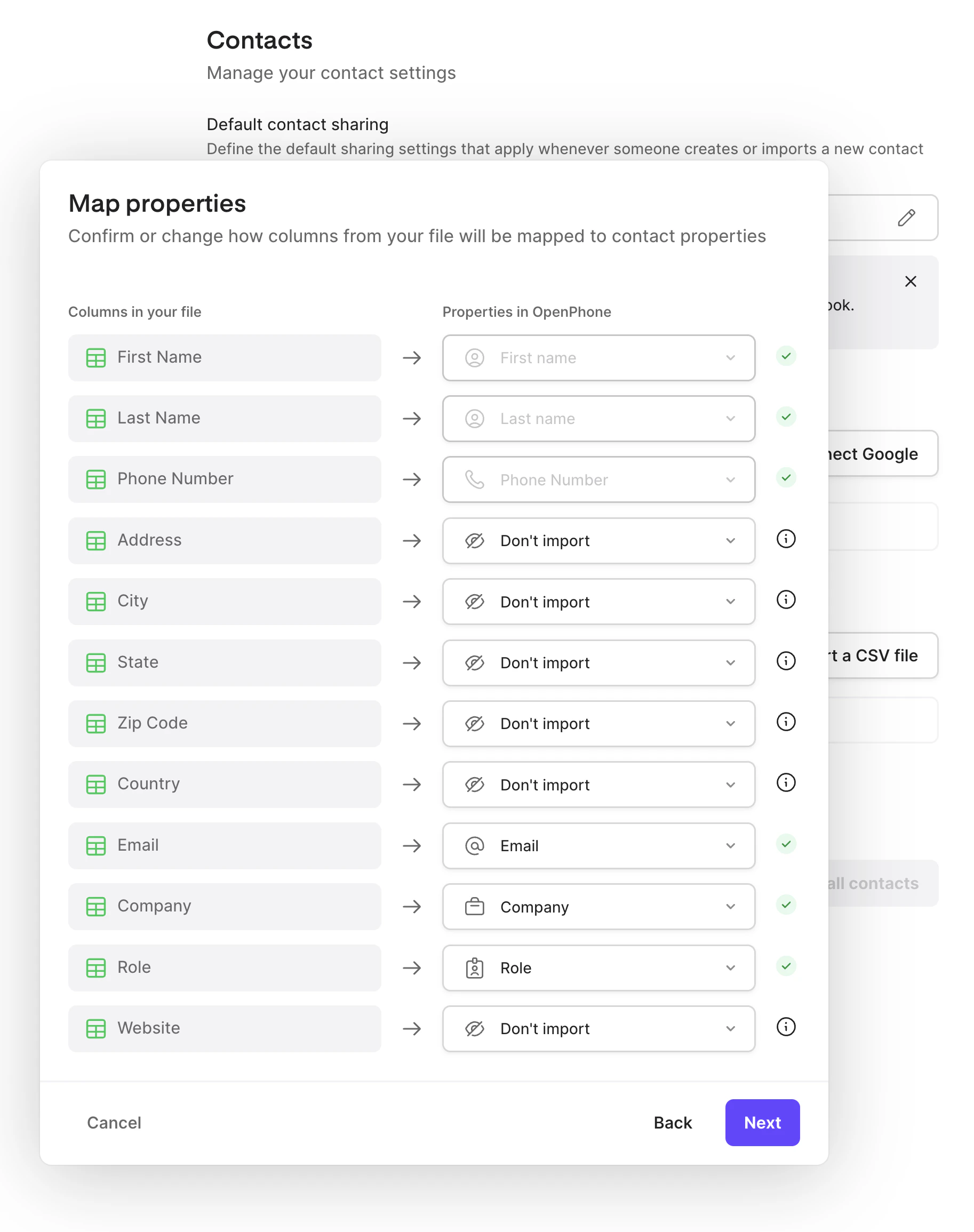 Field mapping interface