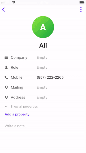 Editing contacts on mobile