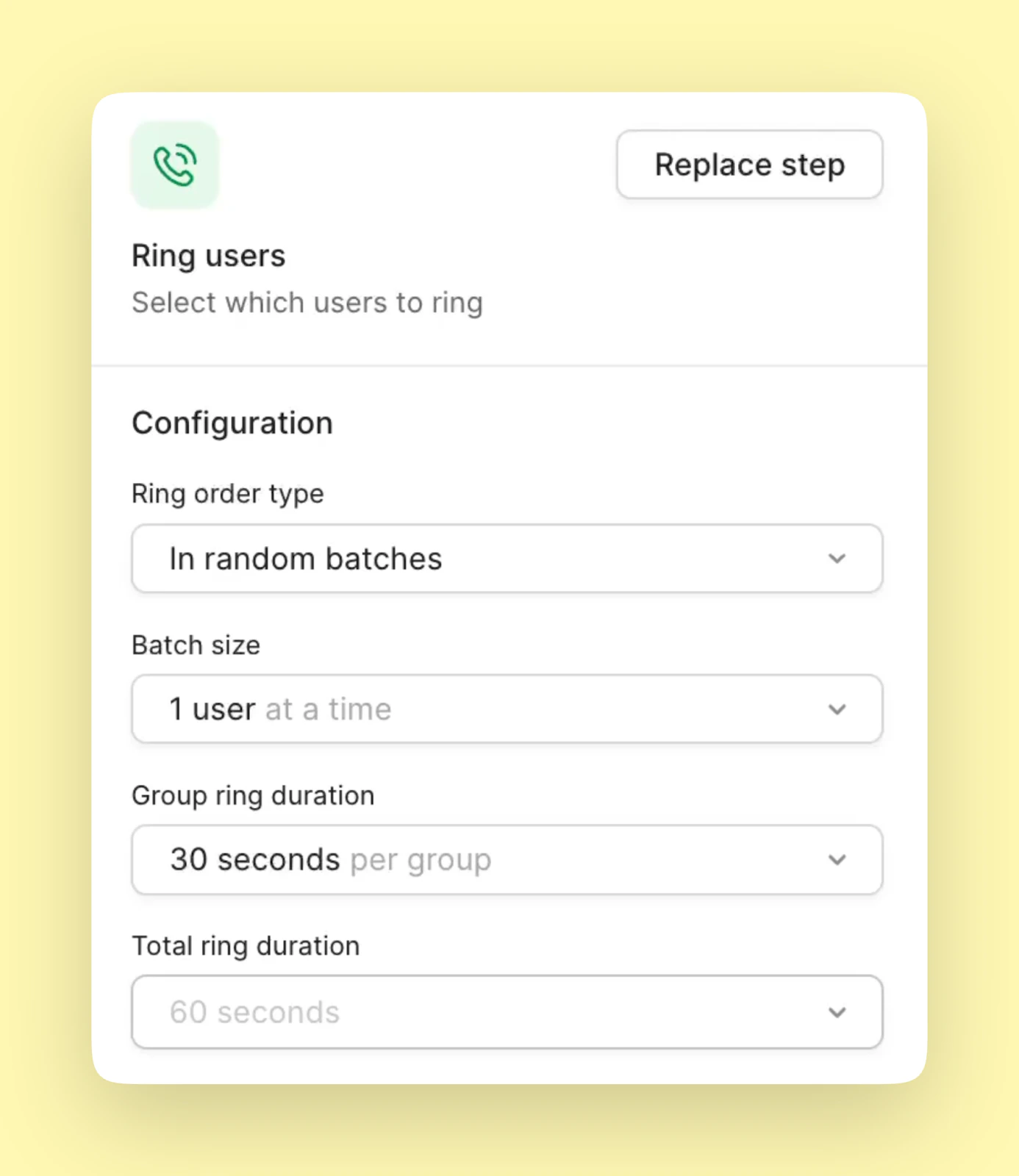 Ring duration configuration