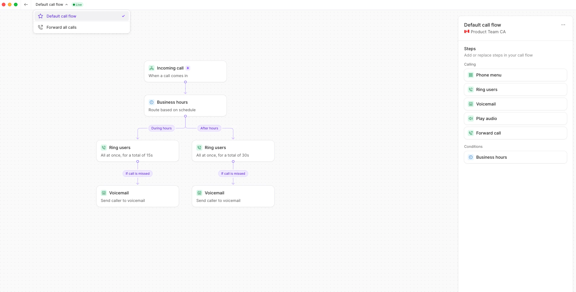 Selecting forward all calls option