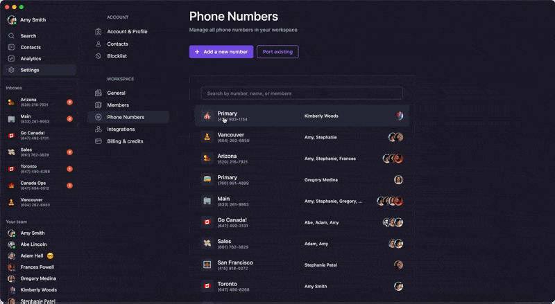 Process of changing phone numbers