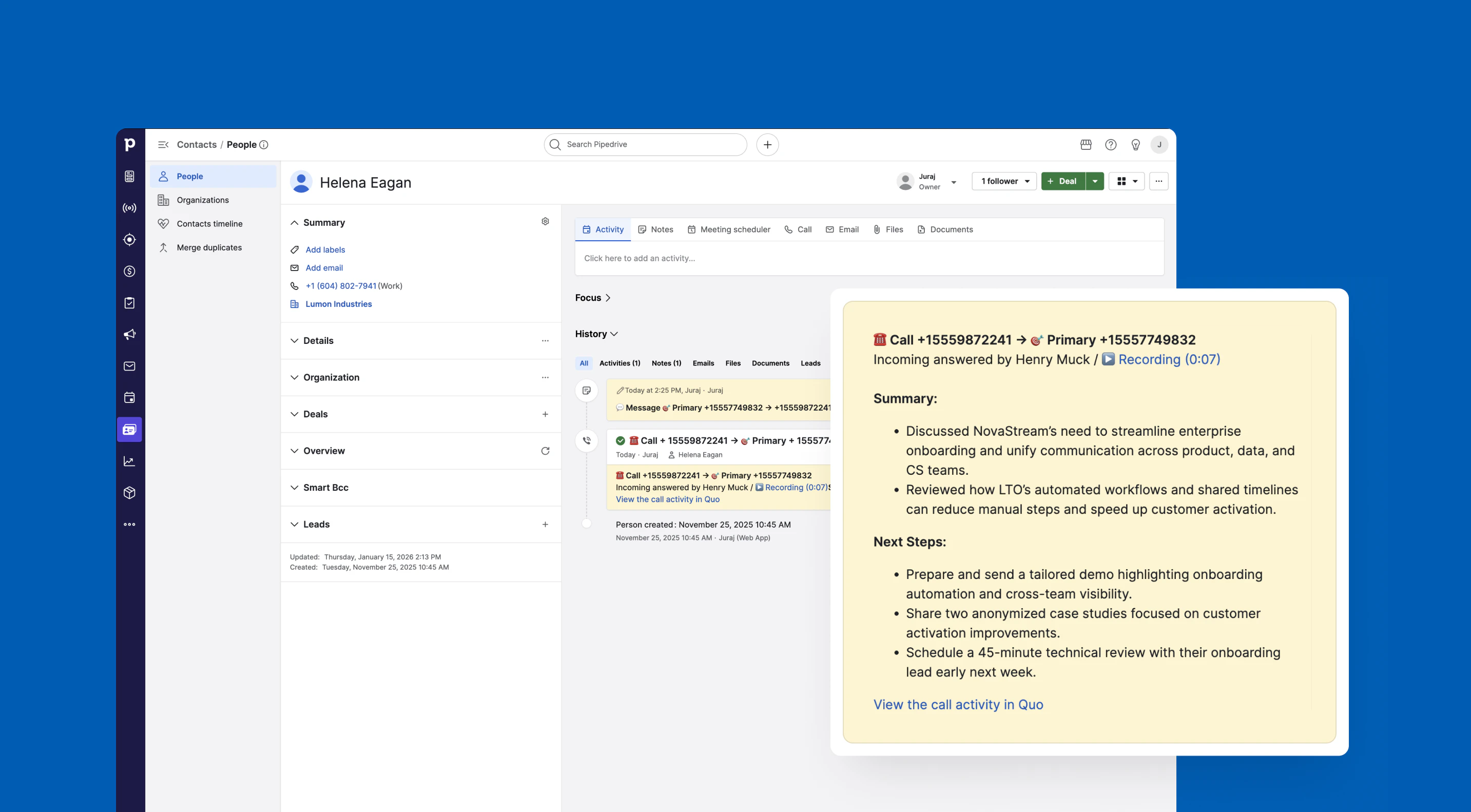 Pipedrive Activity Syncing