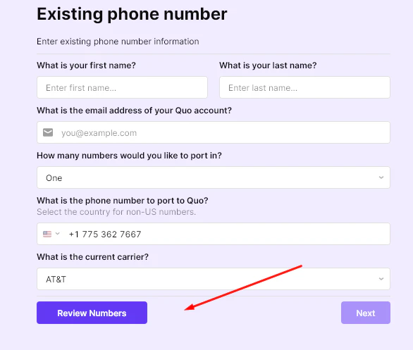 Review phone numbers