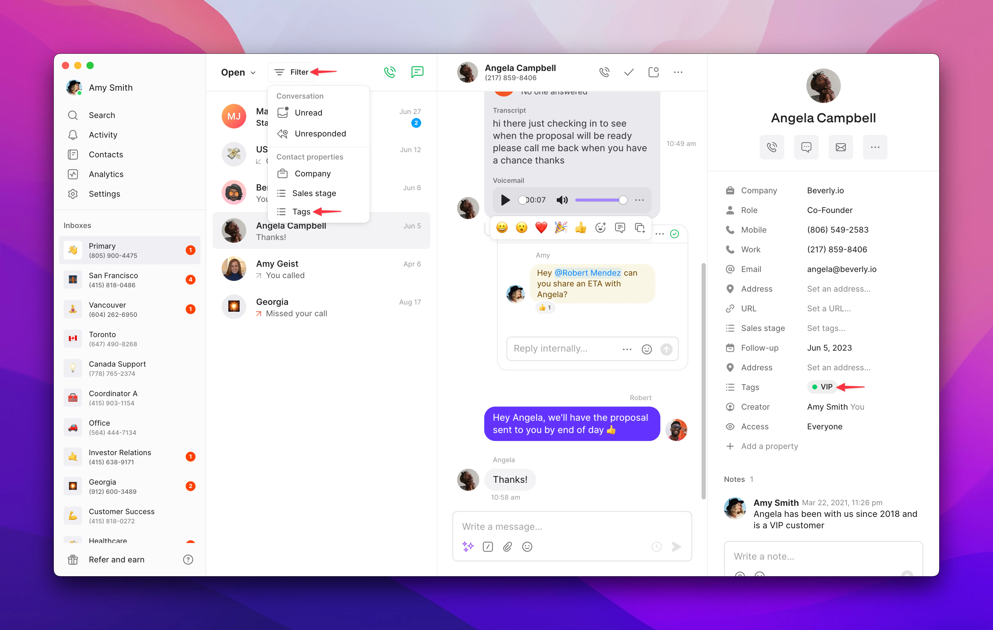 Advanced filtering options interface
