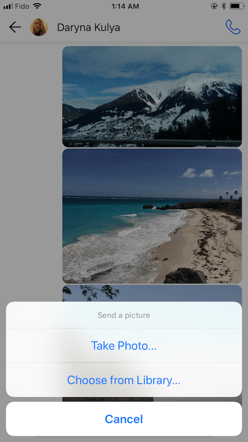 Attaching an image in Quo mobile app