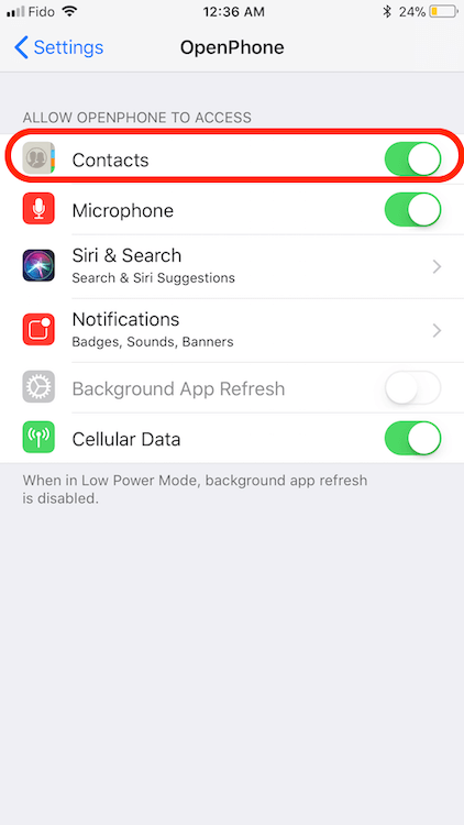 Desactivar el acceso a contactos en iOS