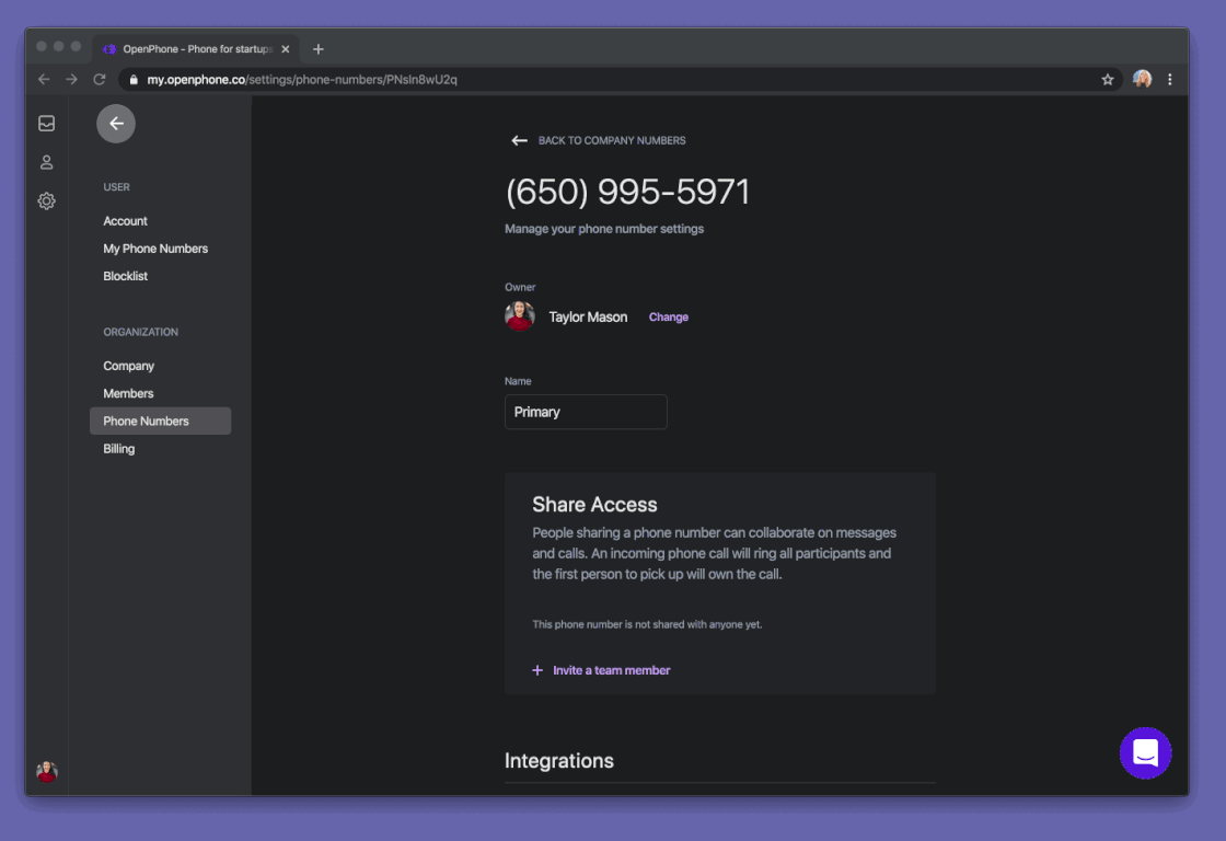 Assign a phone number to a team member.gif