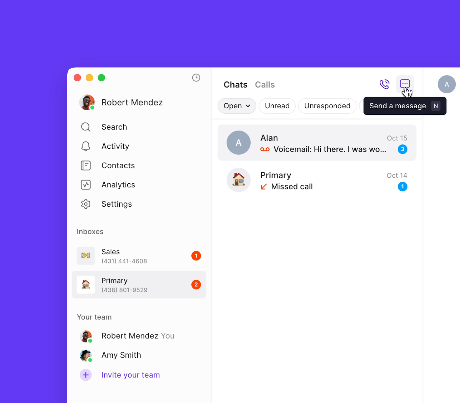 Envoi de messages à partir du mobile