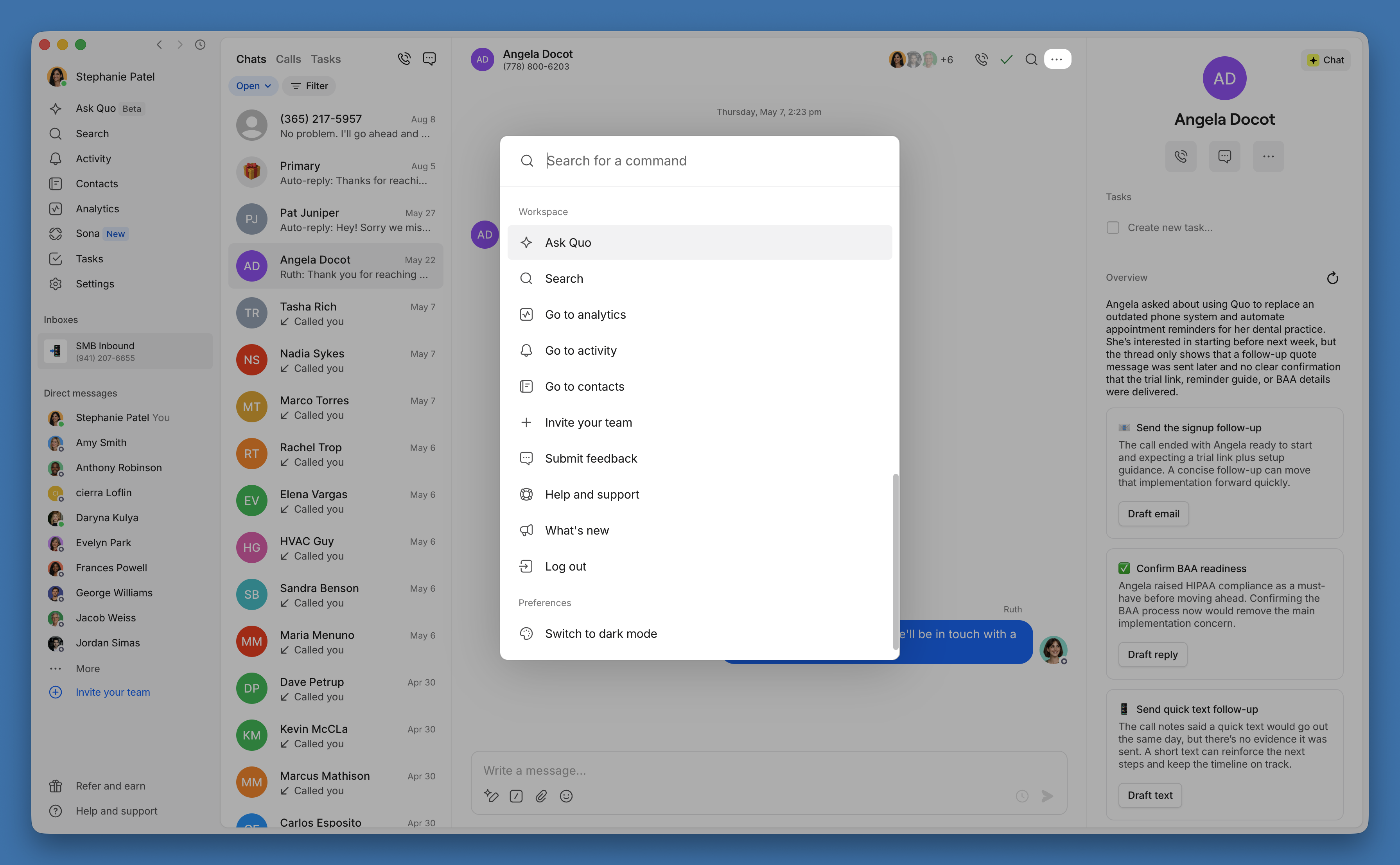 Ask Quo desde una conversación