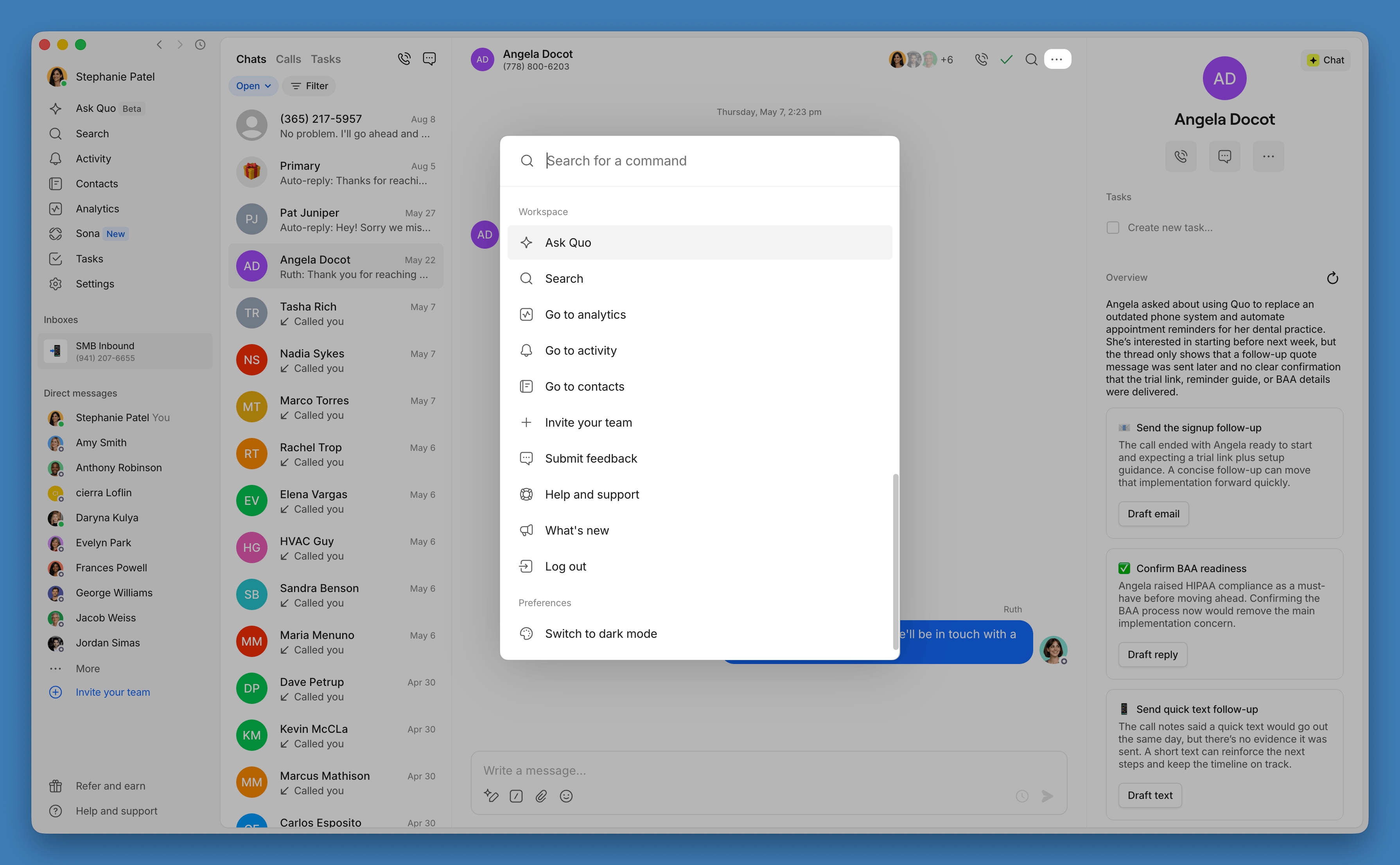 Ask Quo desde una conversación
