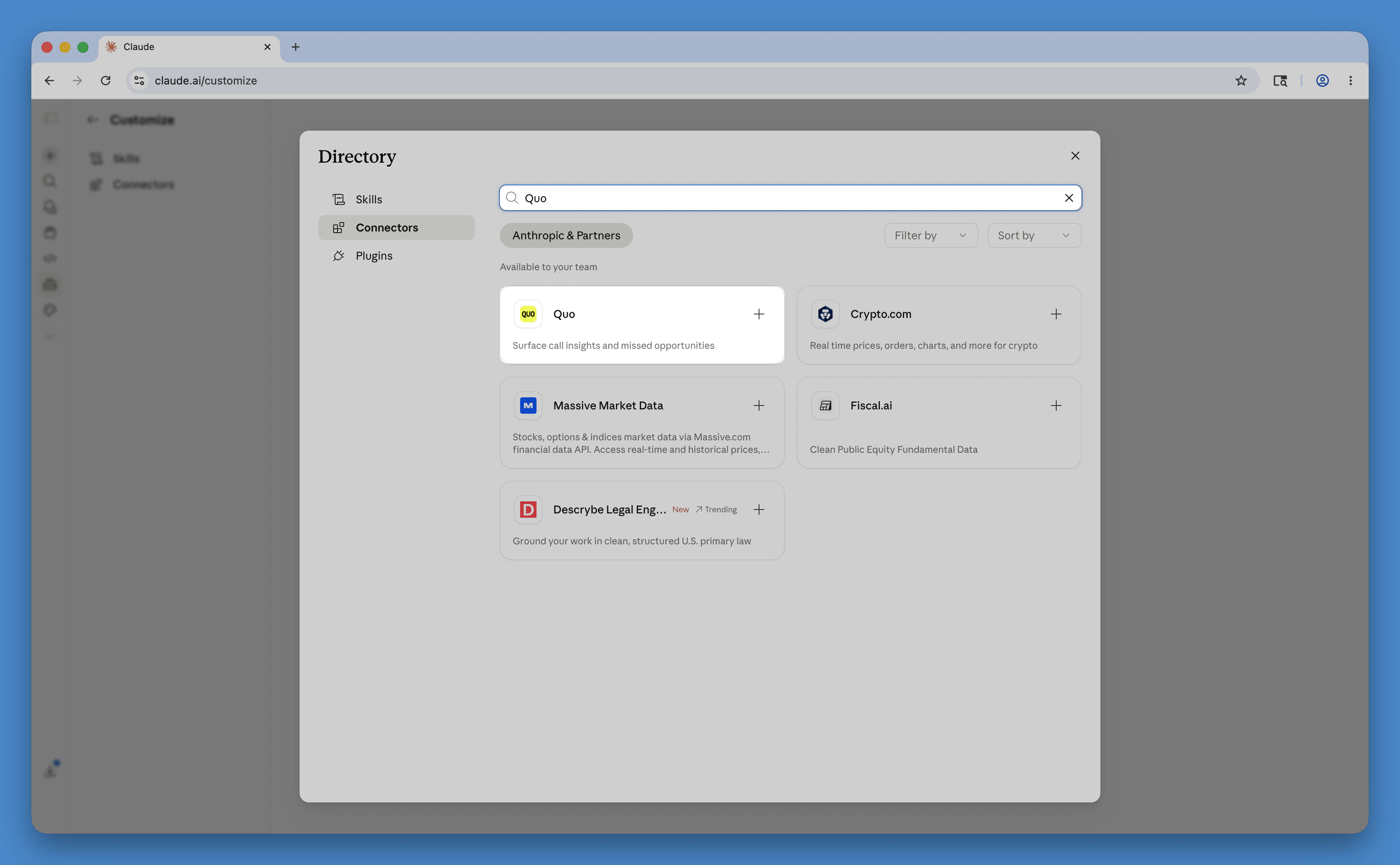 Search for Quo in Claude App Directory