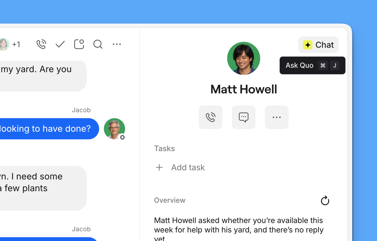 Quo Agent Start Chat Shortcut