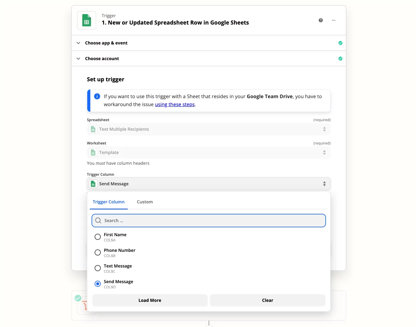Trigger Zapier from Google Sheet
