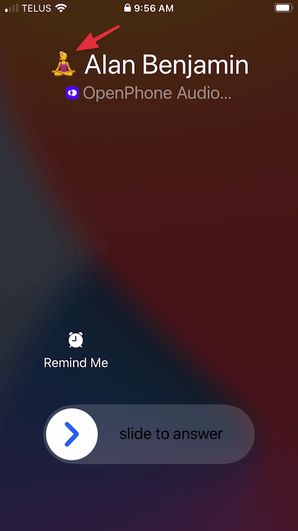 Incoming call with emoji on mobile