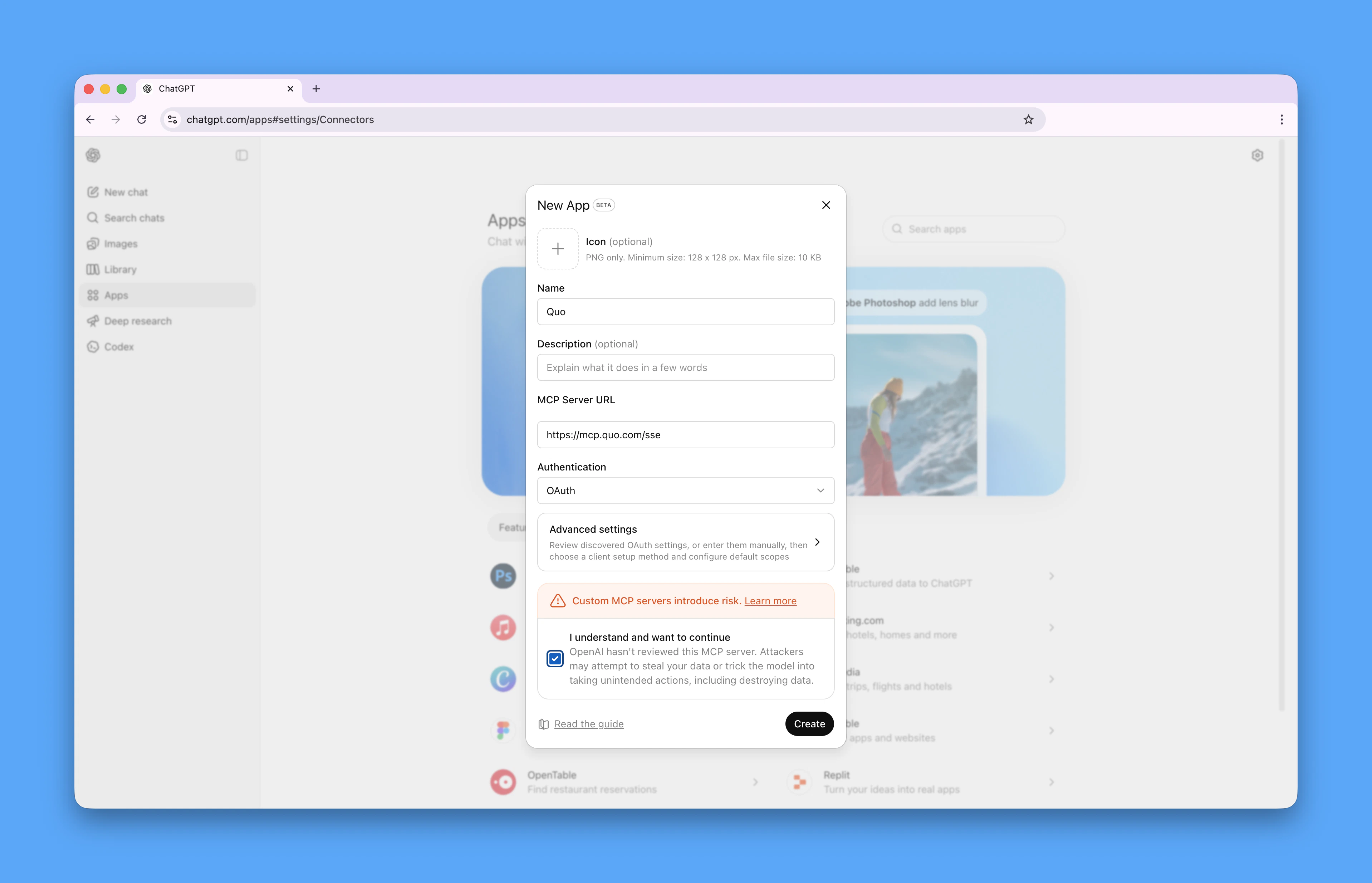 Agregar un conector personalizado a ChatGPT