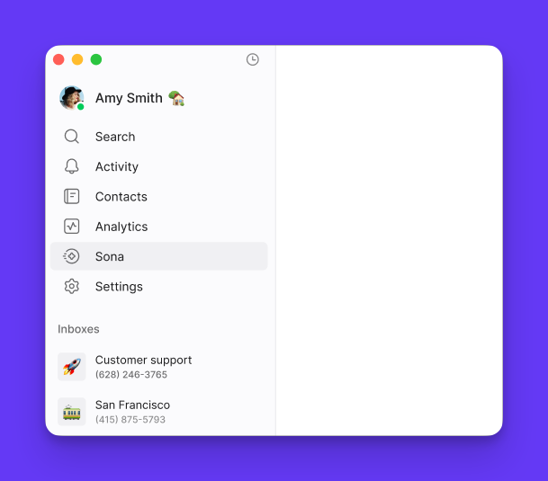 Accessing Sona from OpenPhone sidebar
