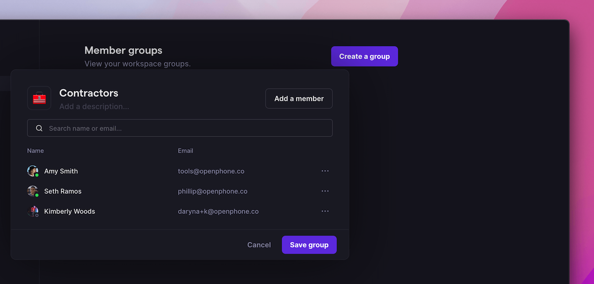 Creación de un grupo en Quo, anteriormente OpenPhone