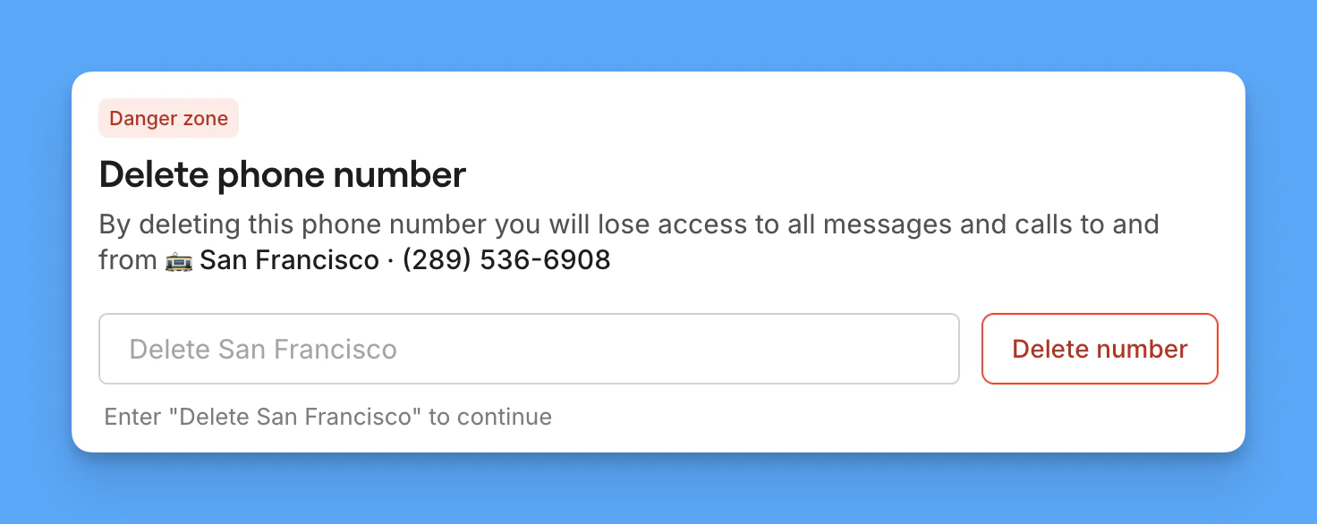 How to delete a phone number from Quo