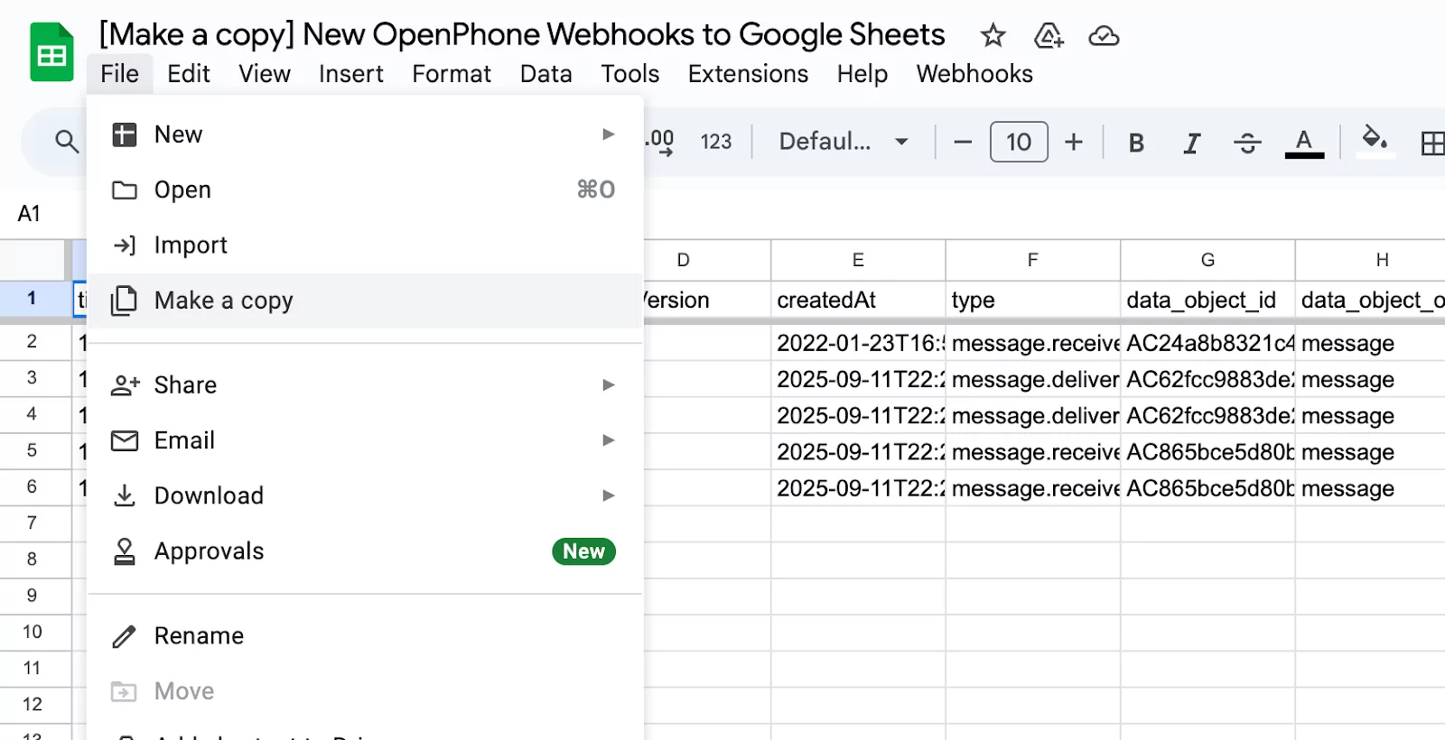 Google Sheet Sona Guide Webhook Pn