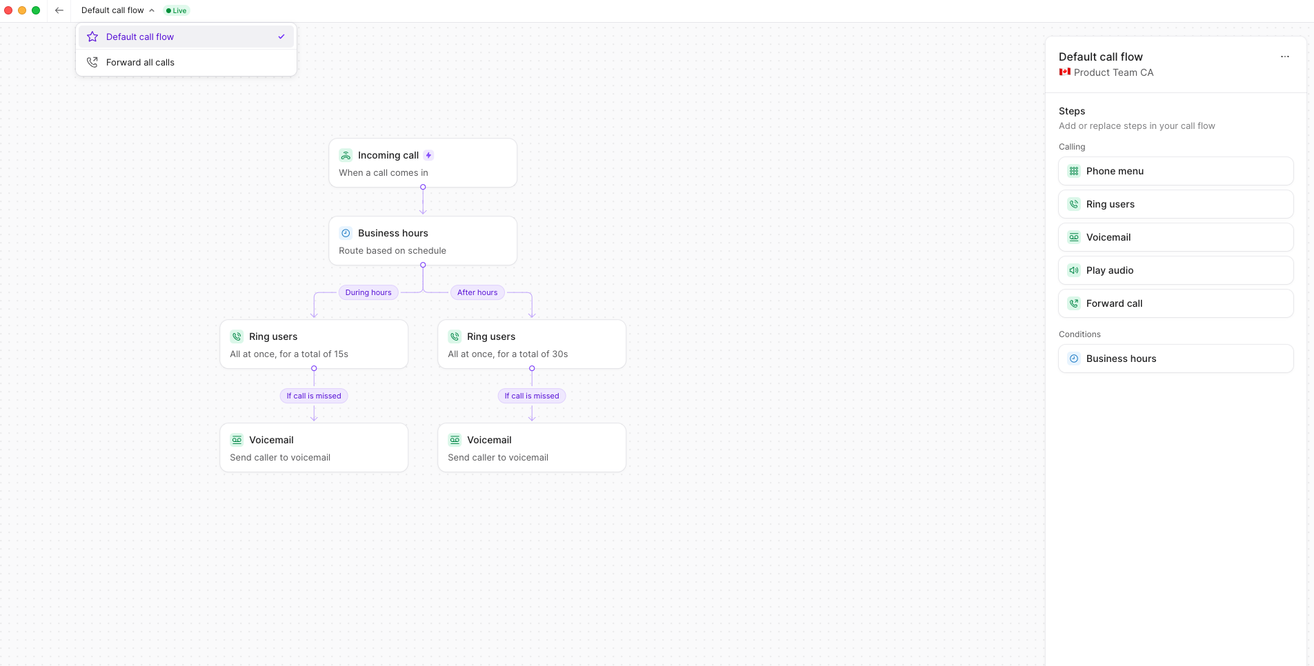 Selecting forward all calls option