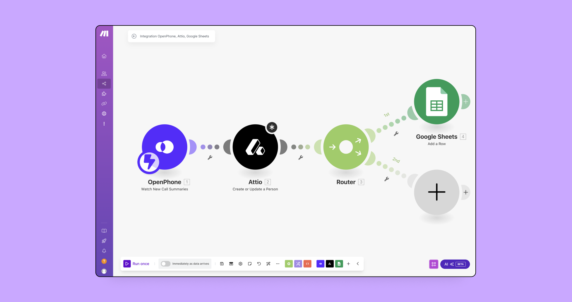 Make integration workflow example