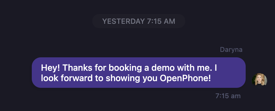 Calendly booking to OpenPhone message workflow