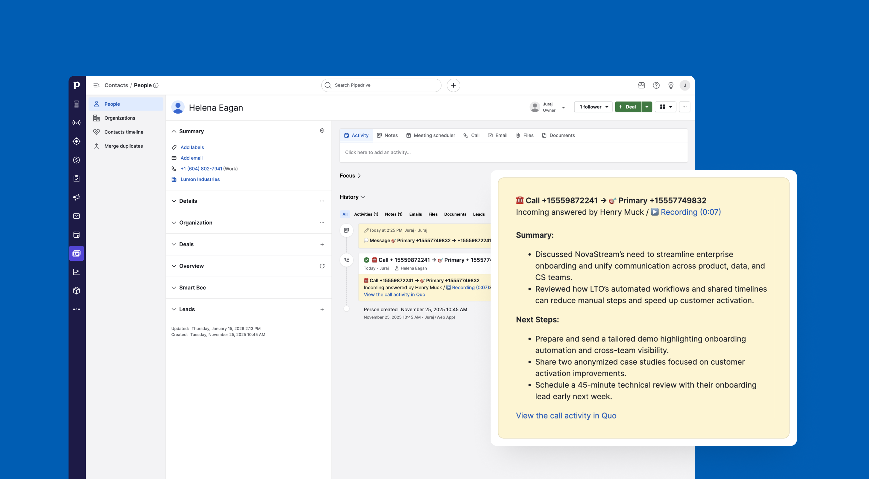Pipedrive Activity Syncing
