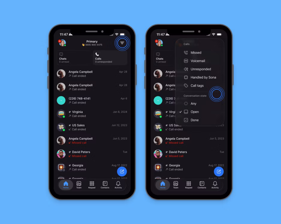 Callsviewfilter Ios