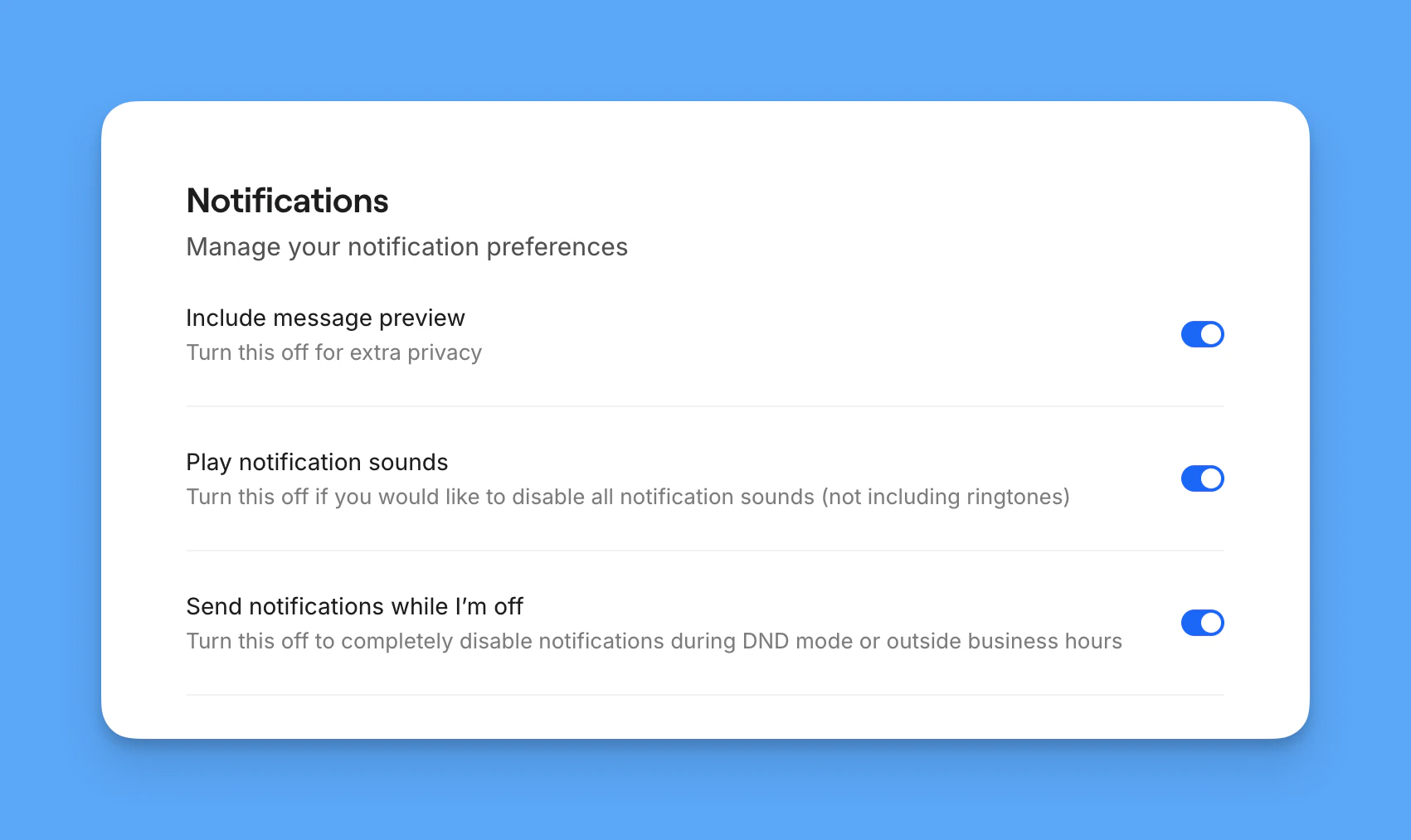 Silent notification settings