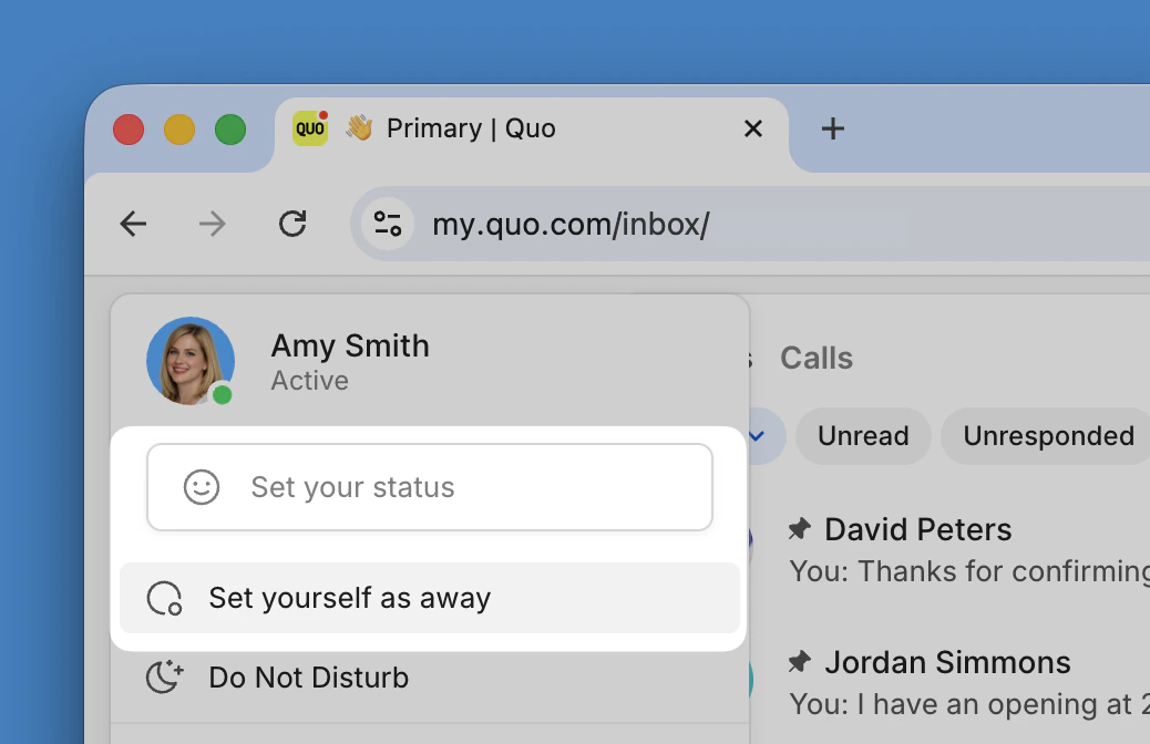 Setting status in Quo