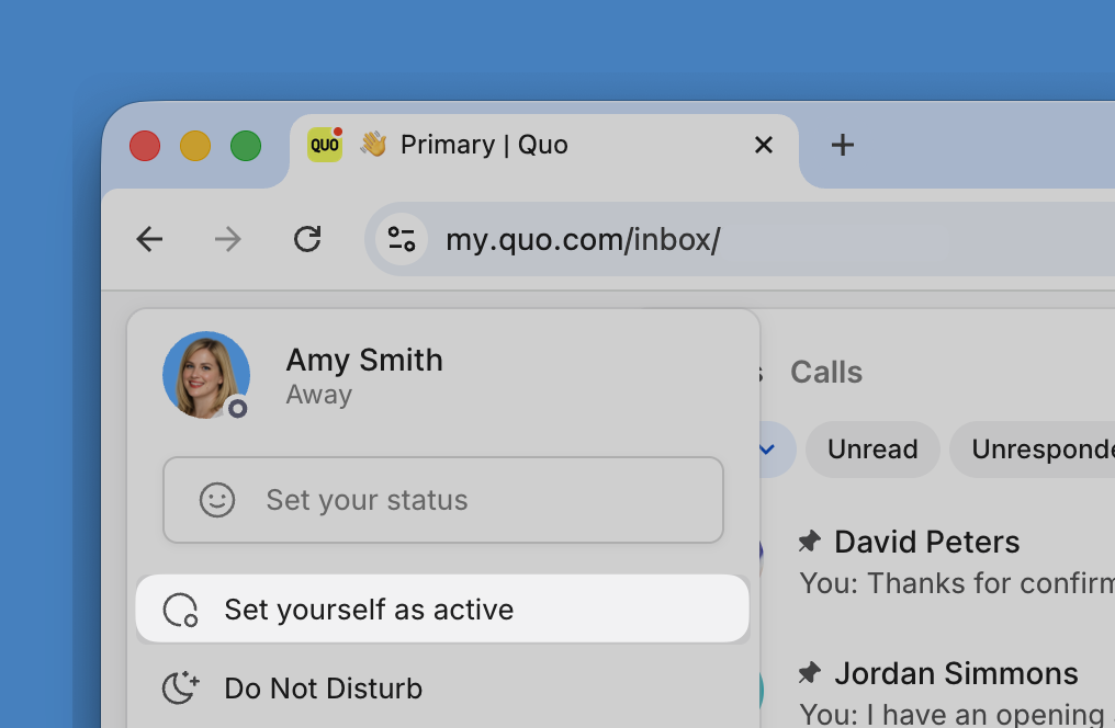 Setting yourself back to active in Quo