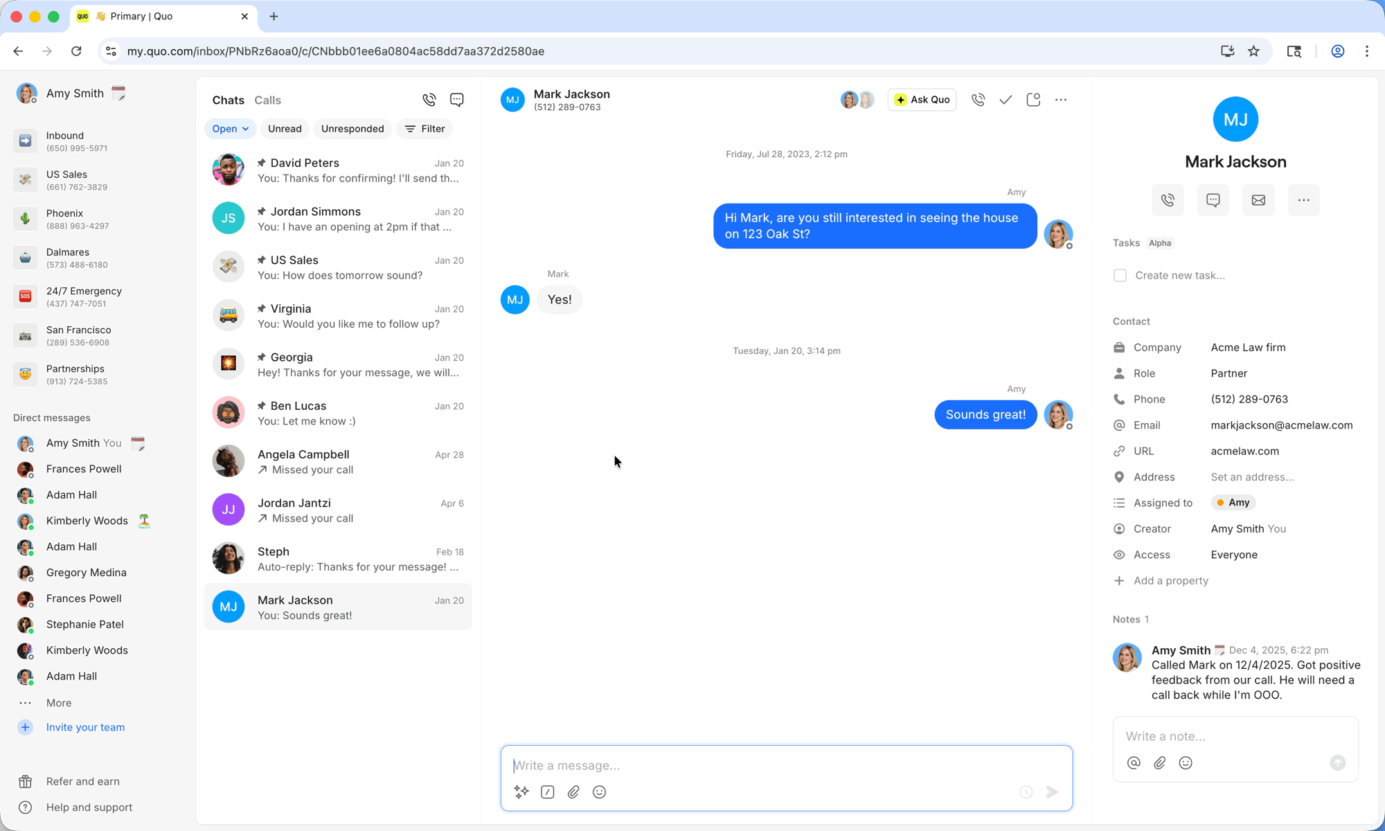 Hovering to view team member status details