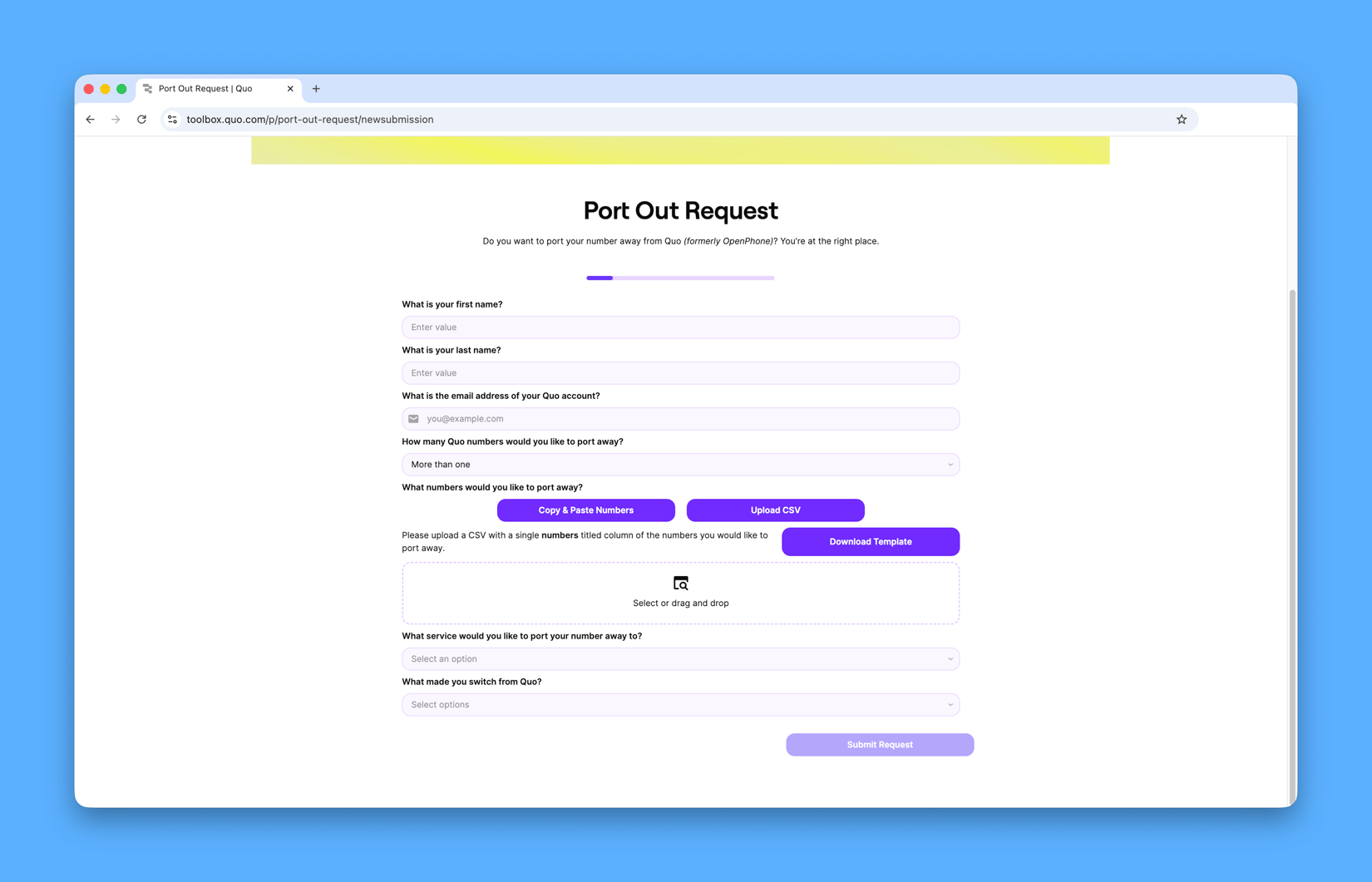 Porting out - Quo Resource Center