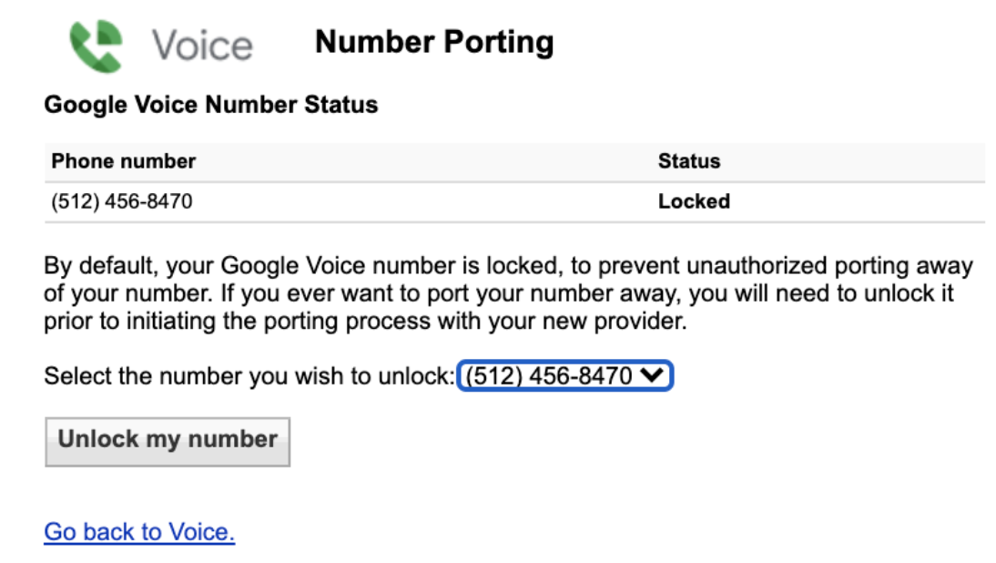 Desbloqueo del número de Google Voice